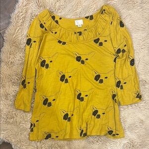 Anthropologie Yellow Ruffled Blouse with Bib Collar